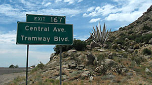 exit sign and aluminum yucca