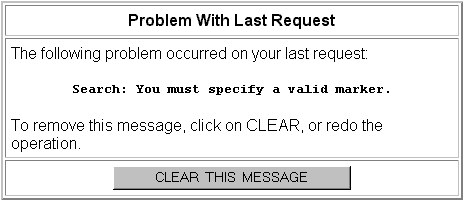 A really annoying message saying some crap about clearing a message.